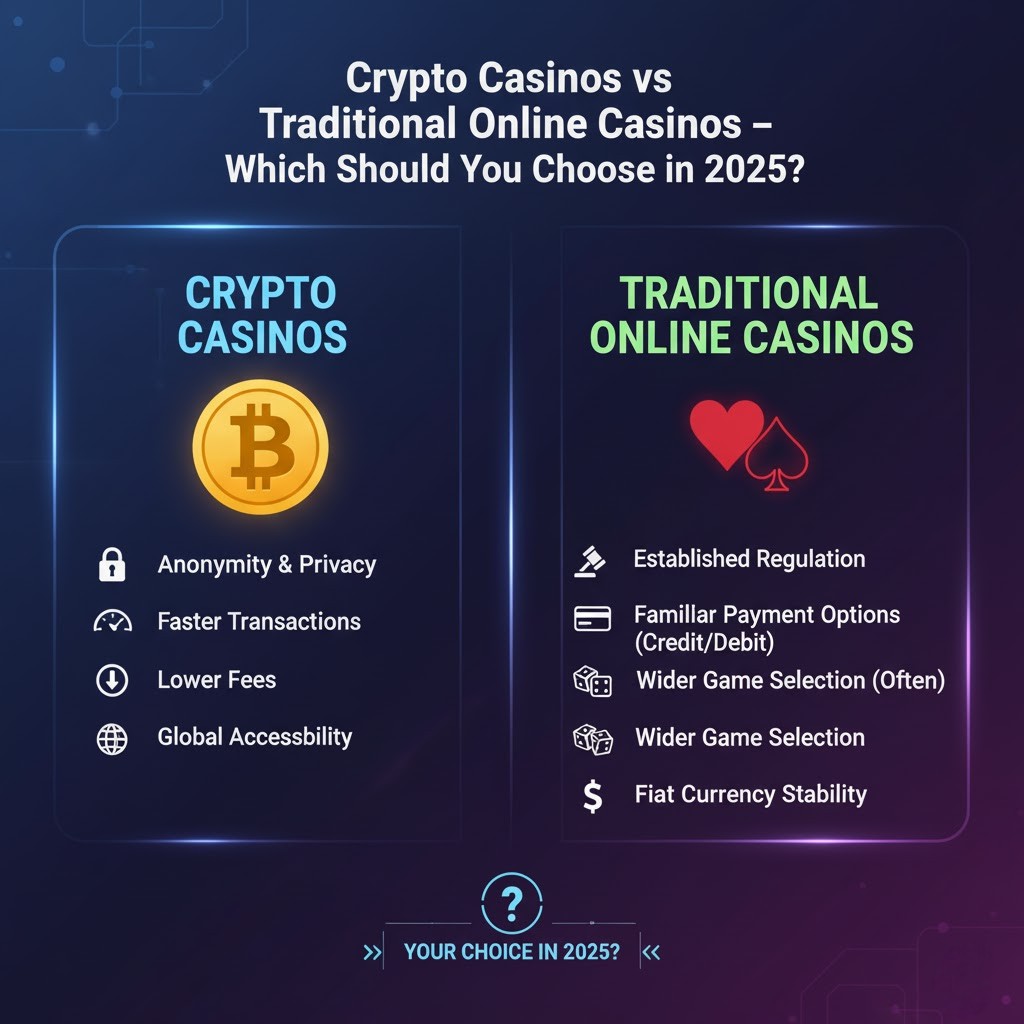 Crypto Casinos vs Traditional Online Casinos – Which Should You Choose in 2025?