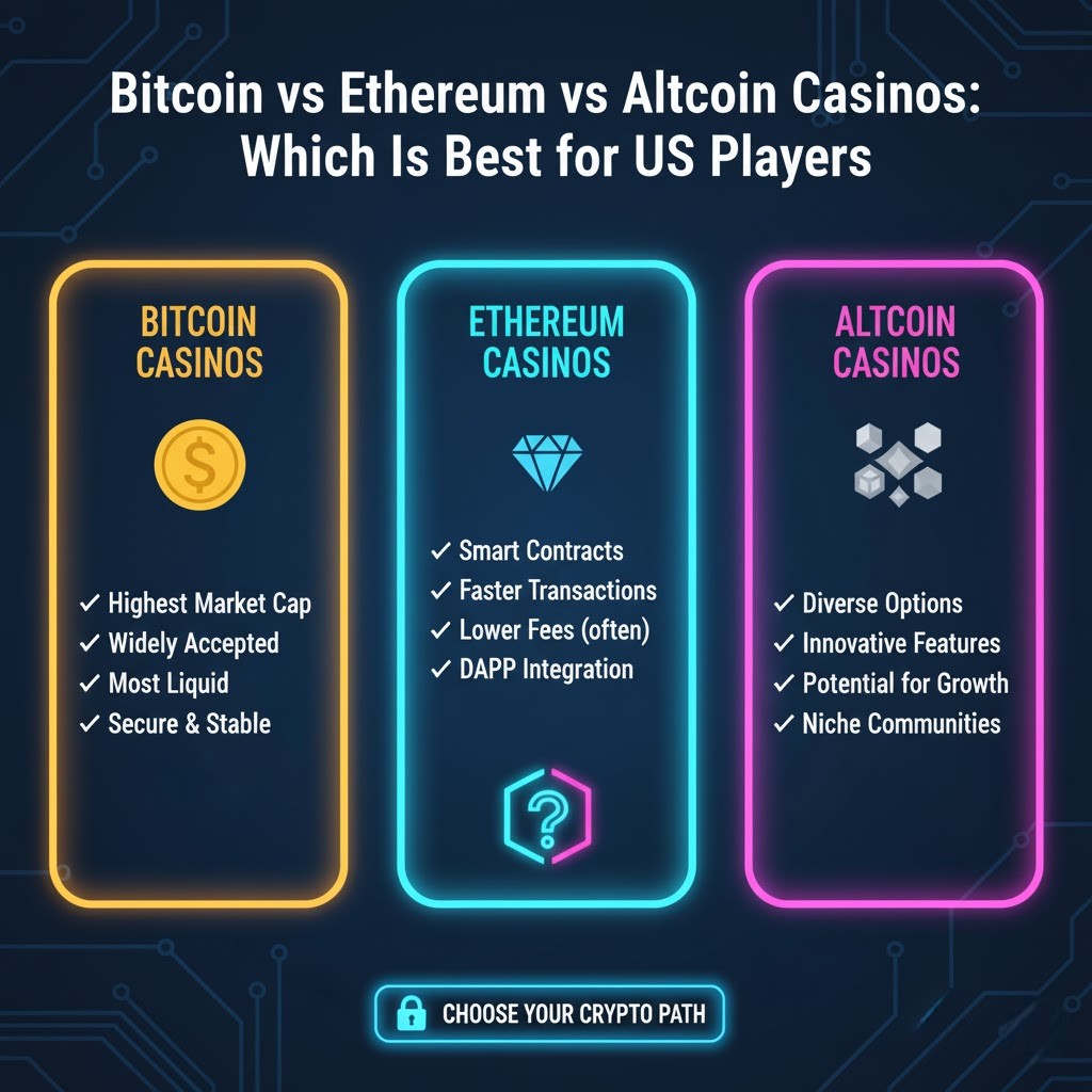 Bitcoin vs Ethereum vs Altcoin Casinos: Which Is Best for US Players