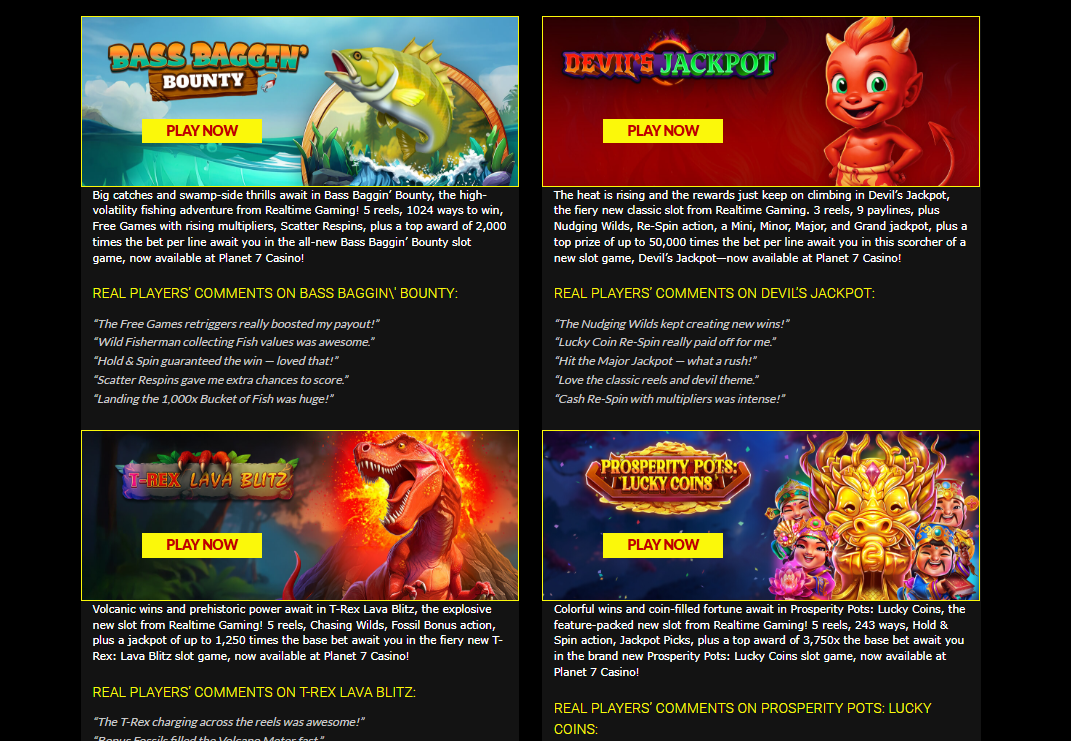 Games Available at Planet 7